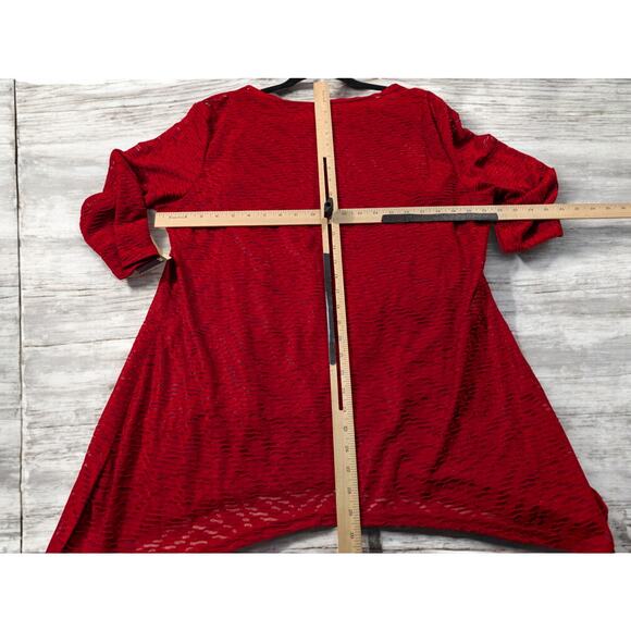 New $69 Multiples Missy Americana PLus Size XL 2 Pc Brick Rusty Red Layered Tops - Picture 2 of 12